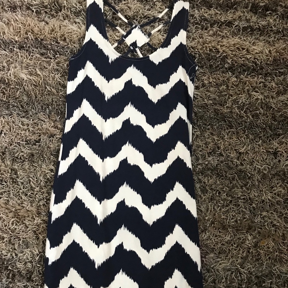 Navy blue and white dress